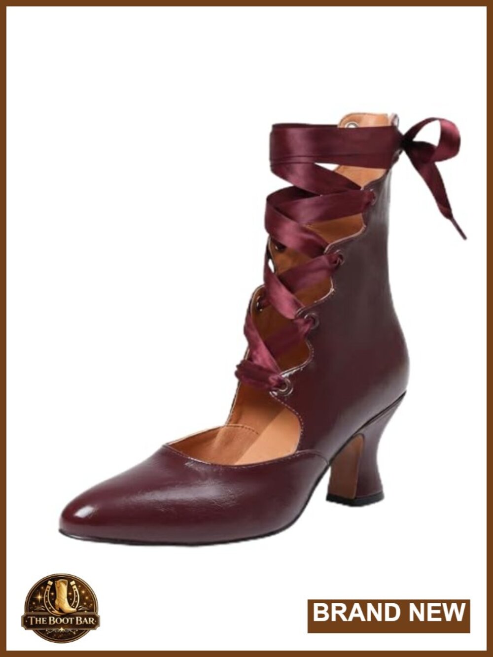 Women's Mary Jane Kitten Heel Round Toe Ankle Strap Lace Up Pumps
